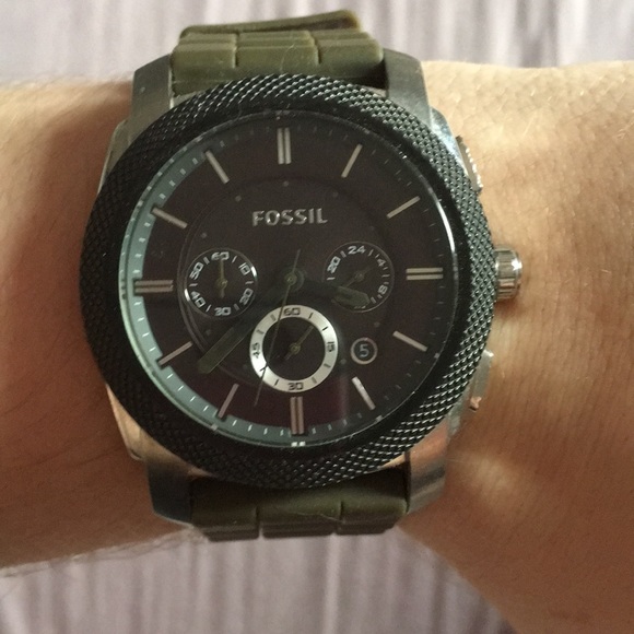 Mens Fossil Watch Army Green 